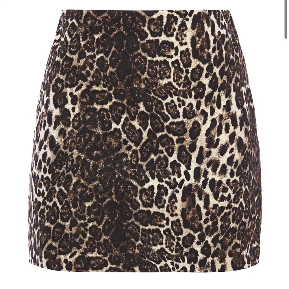 Alice + Olivia Leopard Print Mini Skirt in Brown and Cream